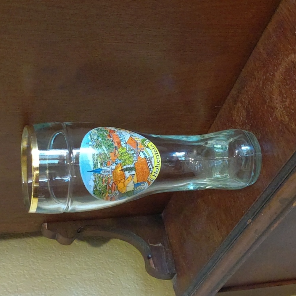 Vintage German .5 L Glass Beer Das Boot Hohenfels 7 1/2" Tall